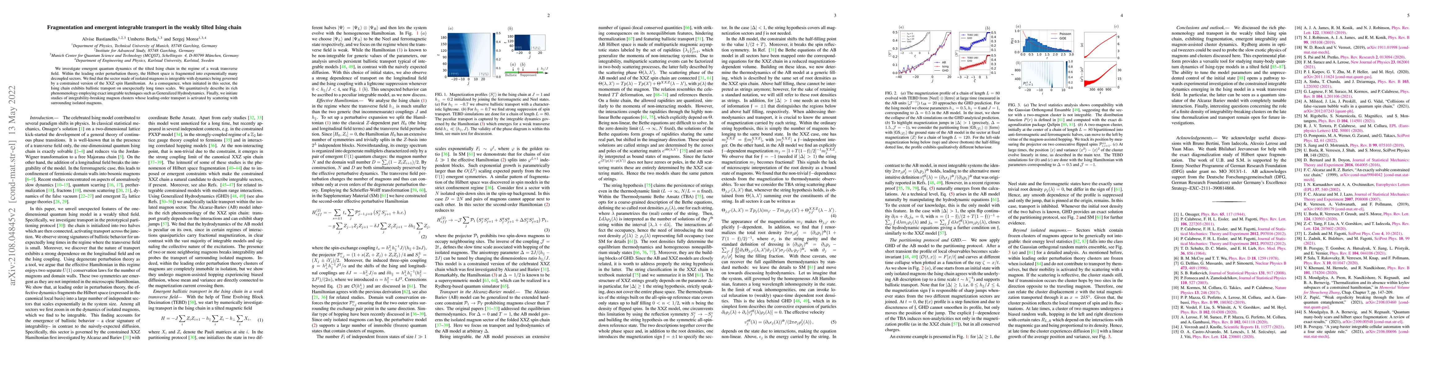 Thumbnail for Fragmentation and emergent integrable transport in the weakly tilted
  Ising chain