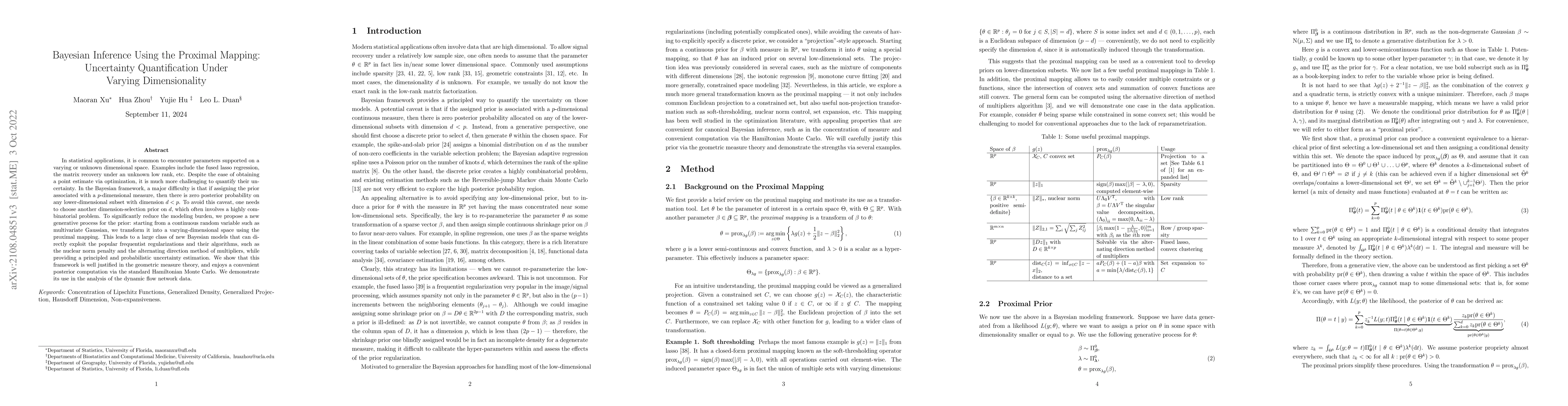 Thumbnail for Bayesian Inference using the Proximal Mapping: Uncertainty
  Quantification under Varying Dimensionality