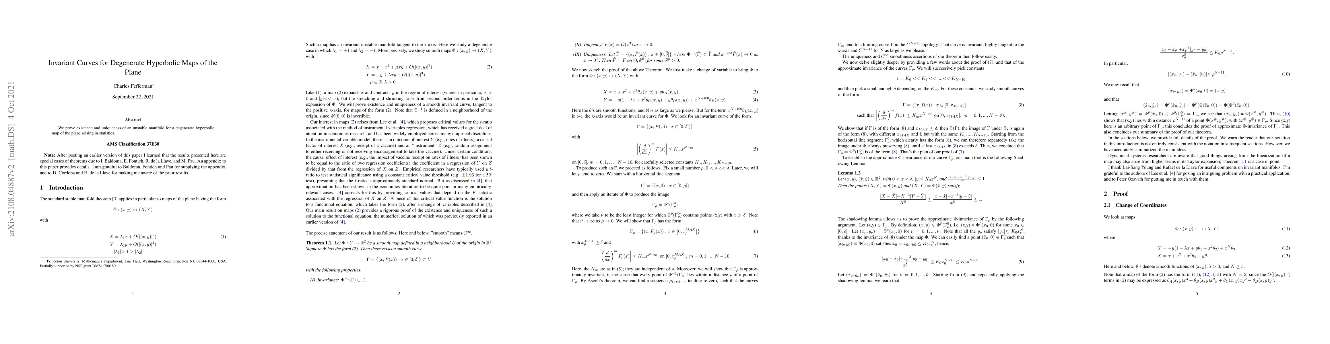 Thumbnail for Invariant Curves for Degenerate Hyperbolic Maps of the Plane