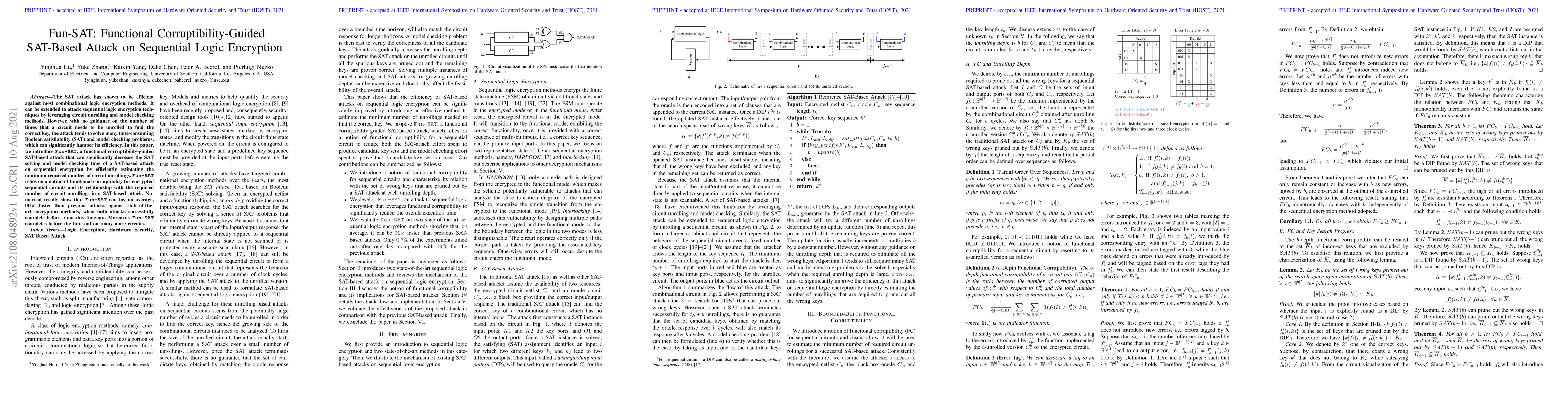 Thumbnail for Fun-SAT: Functional Corruptibility-Guided SAT-Based Attack on Sequential
  Logic Encryption