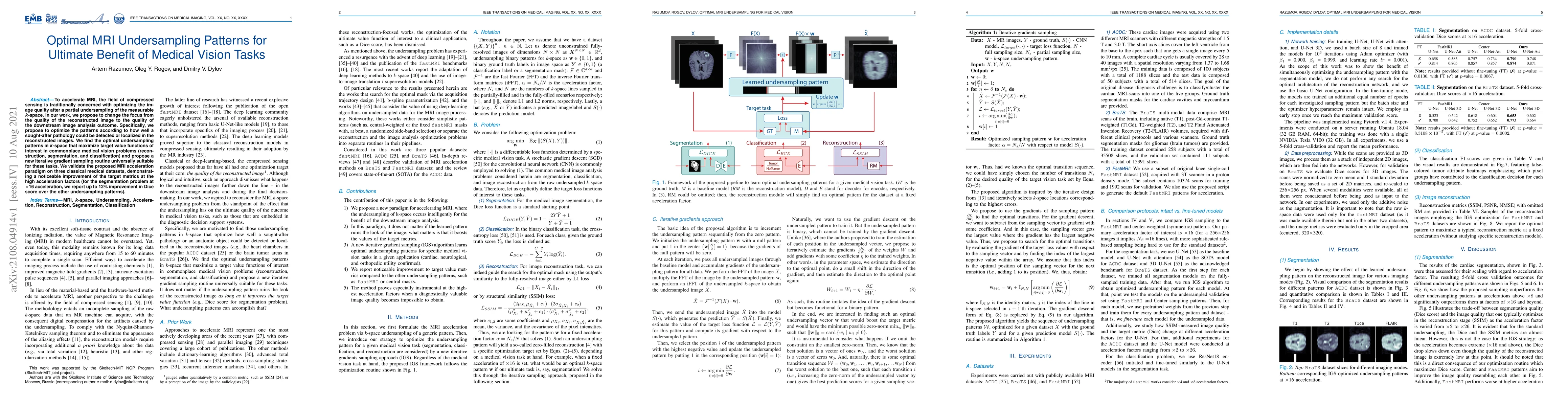 Thumbnail for Optimal MRI Undersampling Patterns for Ultimate Benefit of Medical
  Vision Tasks