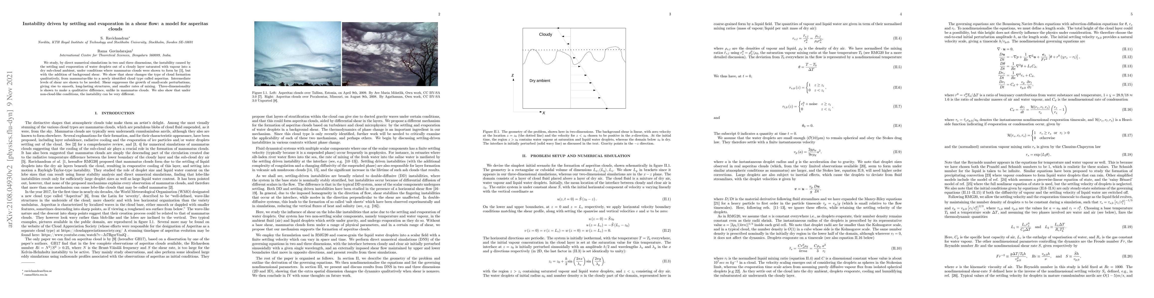 Thumbnail for Instability driven by settling and evaporation in a shear flow: a model
  for asperitas clouds
