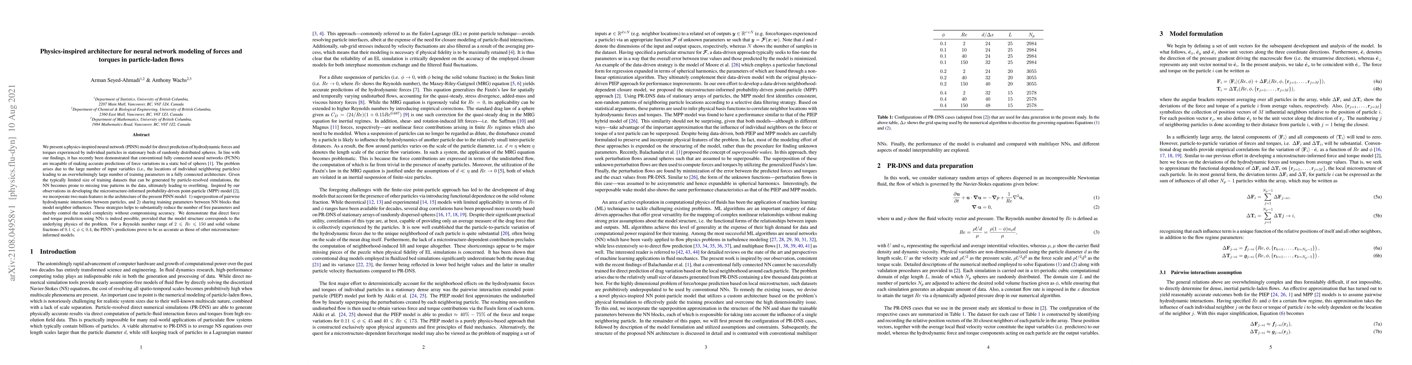 Thumbnail for Physics-inspired architecture for neural network modeling of forces and
  torques in particle-laden flows
