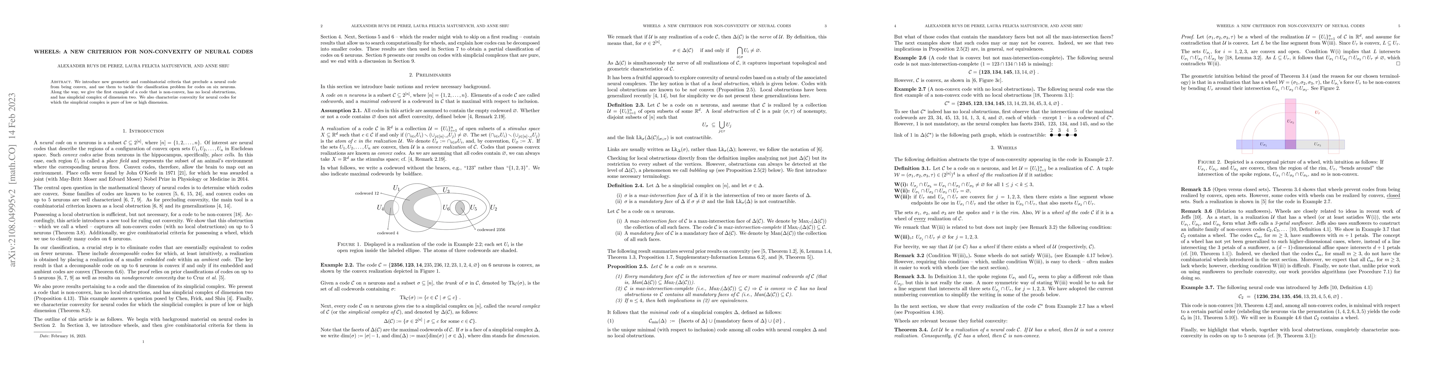 Thumbnail for Wheels: A New Criterion for Non-convexity of Neural Codes