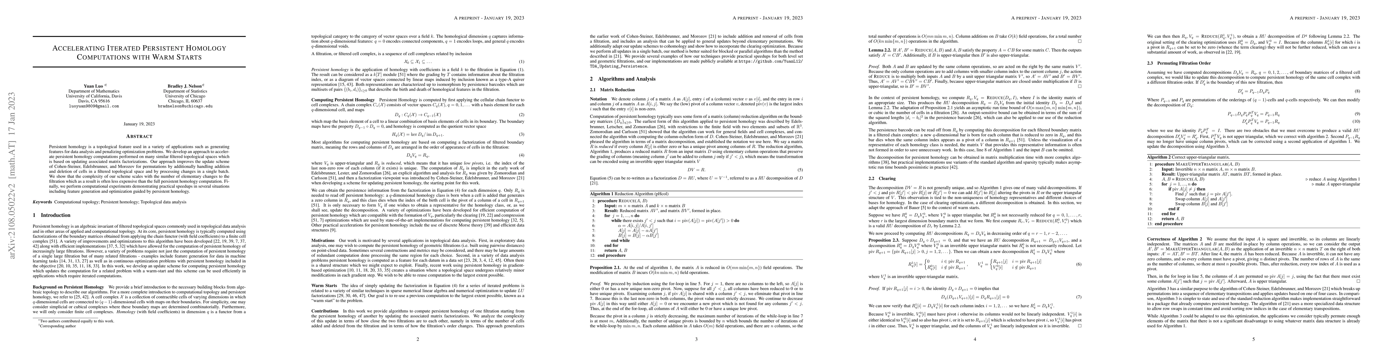 Thumbnail for Accelerating Iterated Persistent Homology Computations with Warm Starts