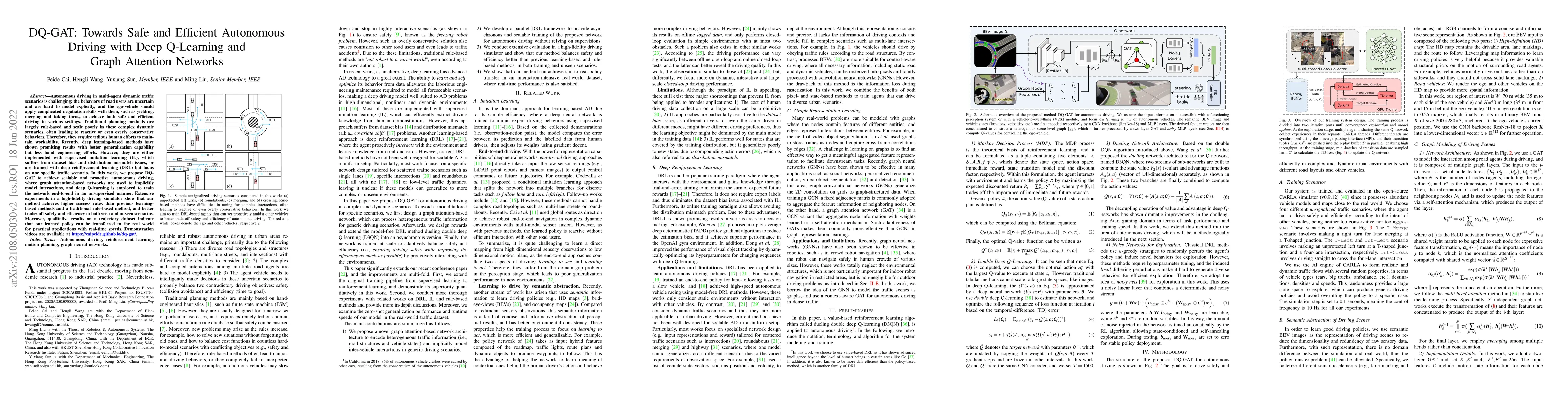 Thumbnail for DQ-GAT: Towards Safe and Efficient Autonomous Driving with Deep
  Q-Learning and Graph Attention Networks