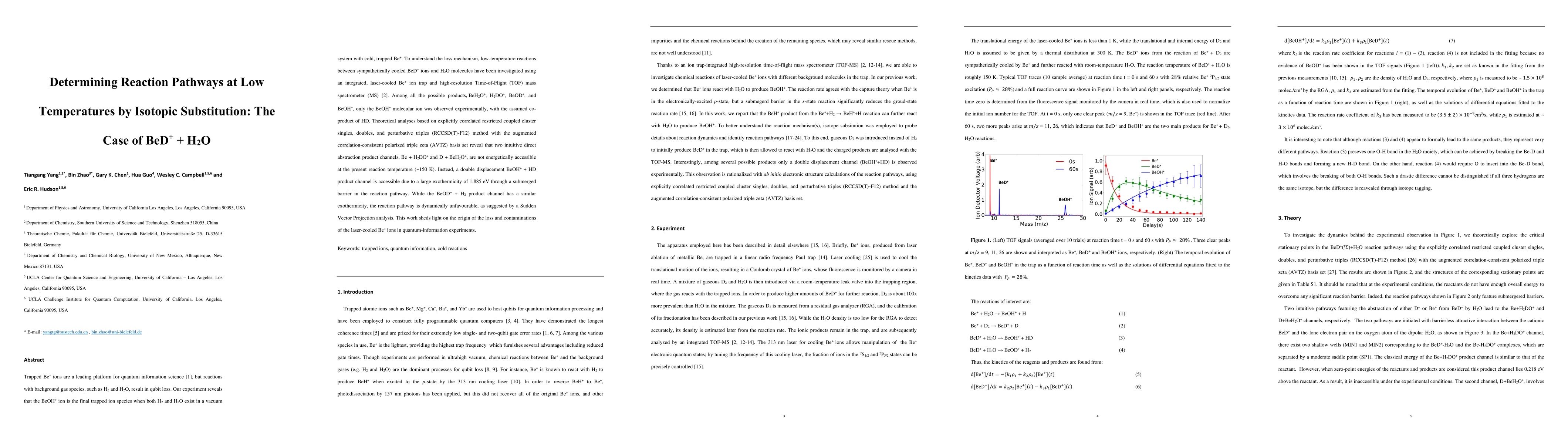 Thumbnail for Determining Reaction Pathways at Low Temperatures by Isotopic
  Substitution: The Case of BeD+ + H2O