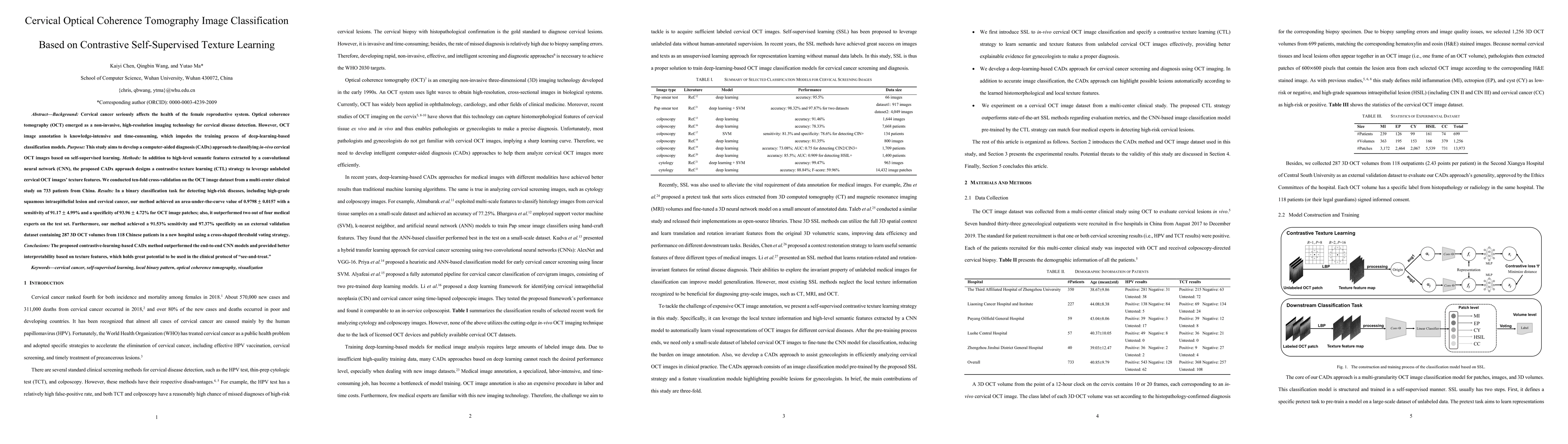 Thumbnail for Cervical Optical Coherence Tomography Image Classification Based on
  Contrastive Self-Supervised Texture Learning