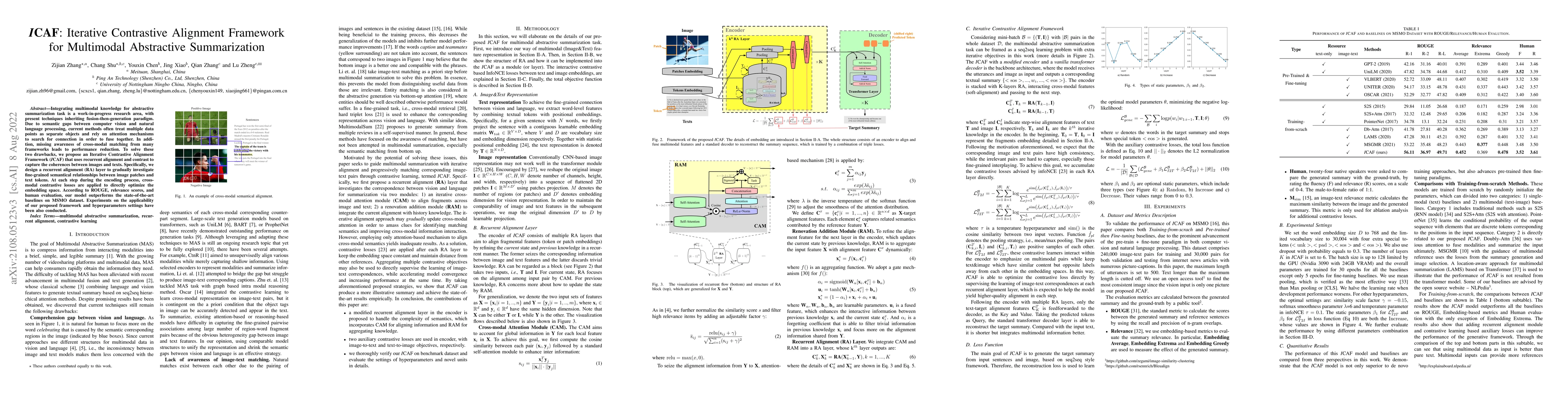 Thumbnail for ICAF: Iterative Contrastive Alignment Framework for Multimodal
  Abstractive Summarization