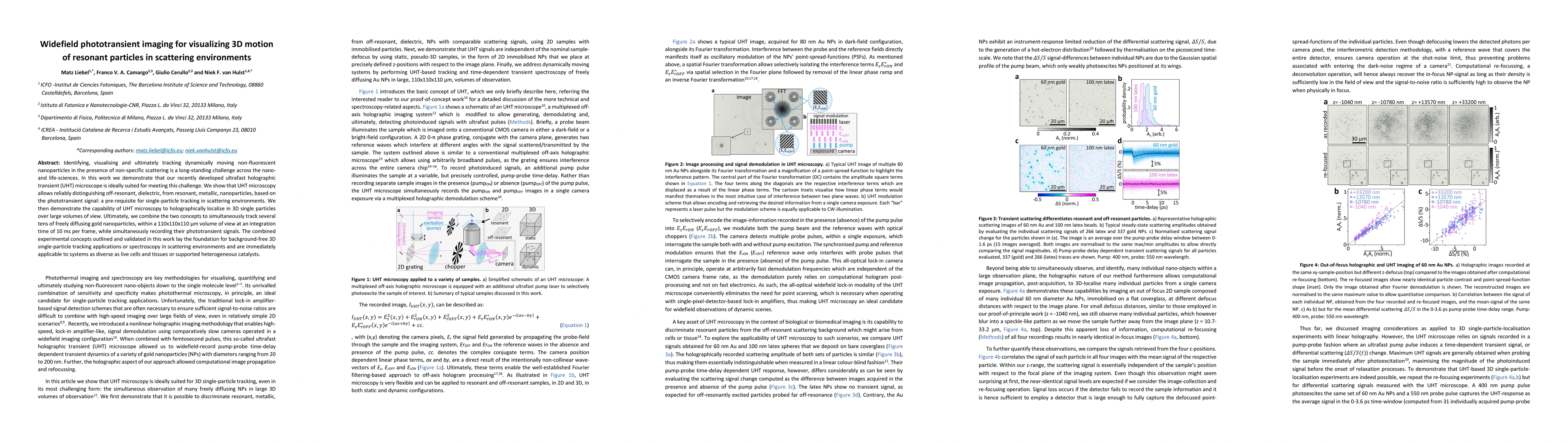 Thumbnail for Widefield phototransient imaging for visualizing 3D motion of resonant
  particles in scattering environments