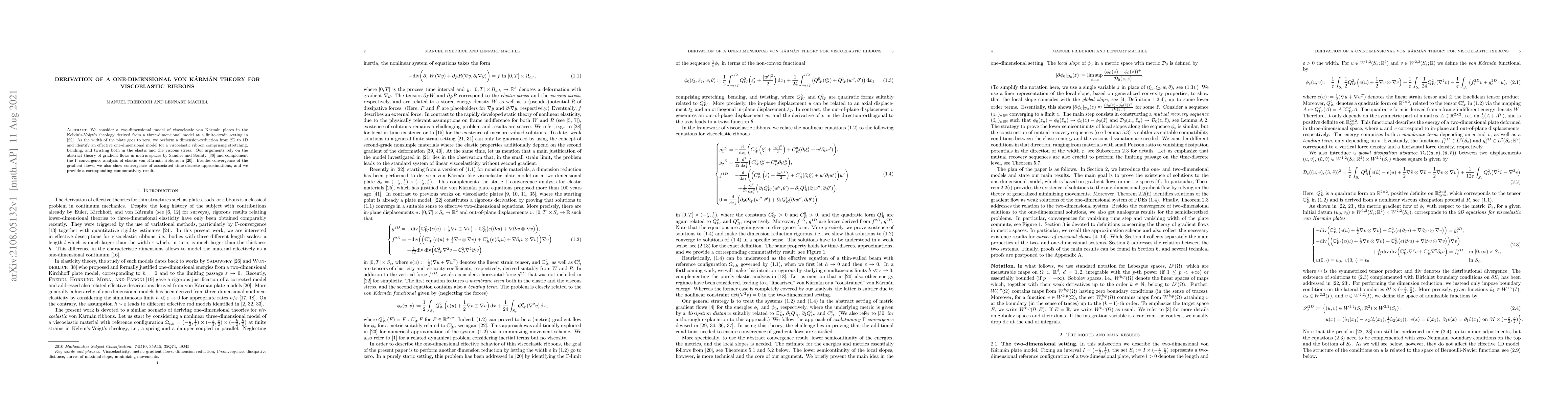 Thumbnail for Derivation of a one-dimensional von K\'{a}rm\'{a}n theory for
  viscoelastic ribbons