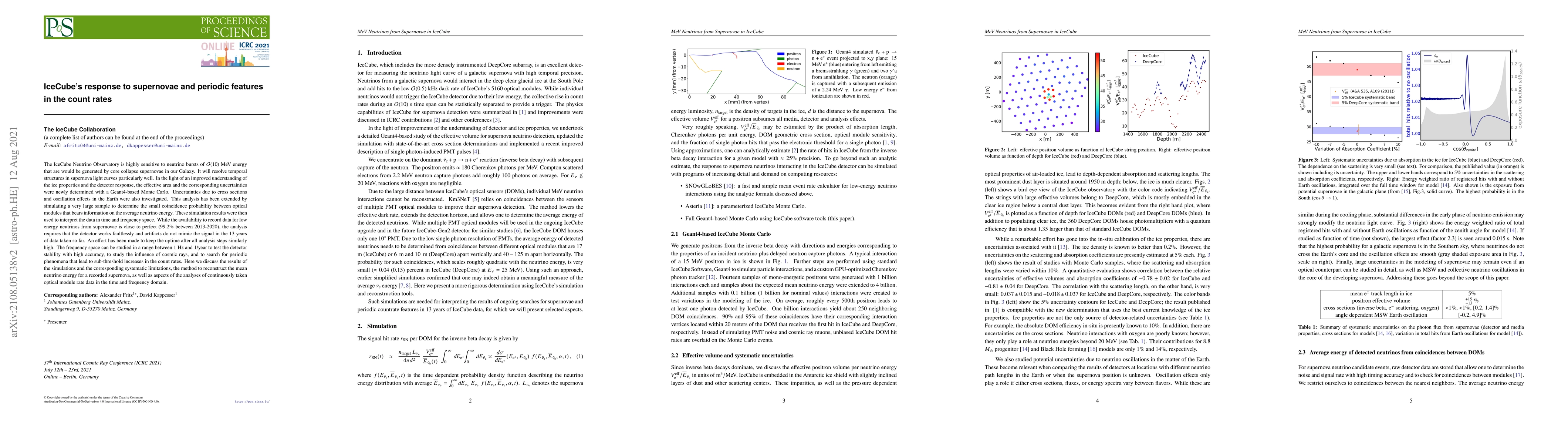 Thumbnail for IceCubes response to supernovae and periodic features in the count rates