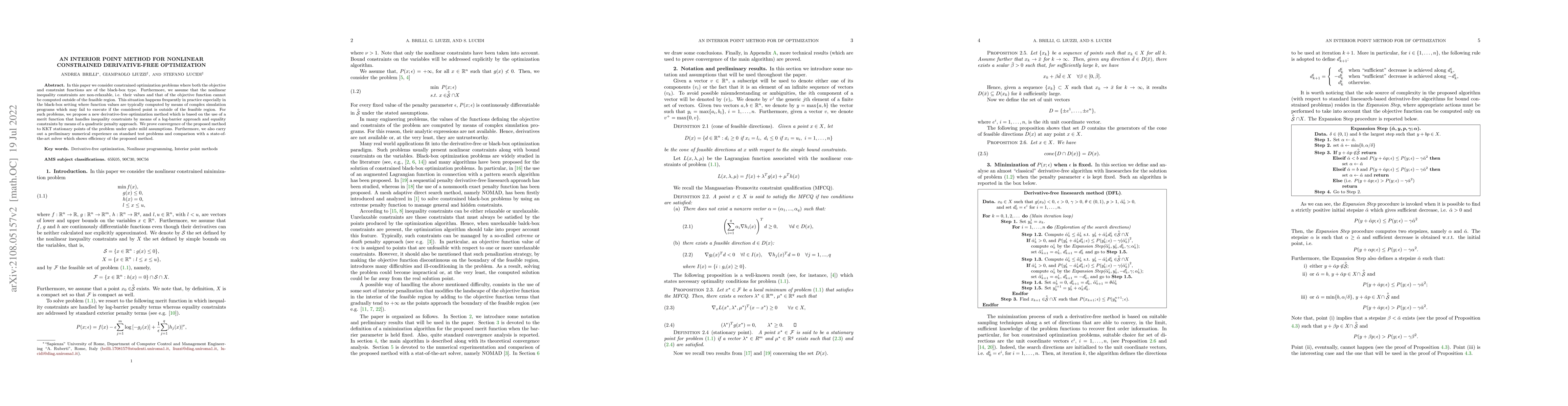 Thumbnail for An interior point method for nonlinear constrained derivative-free
  optimization