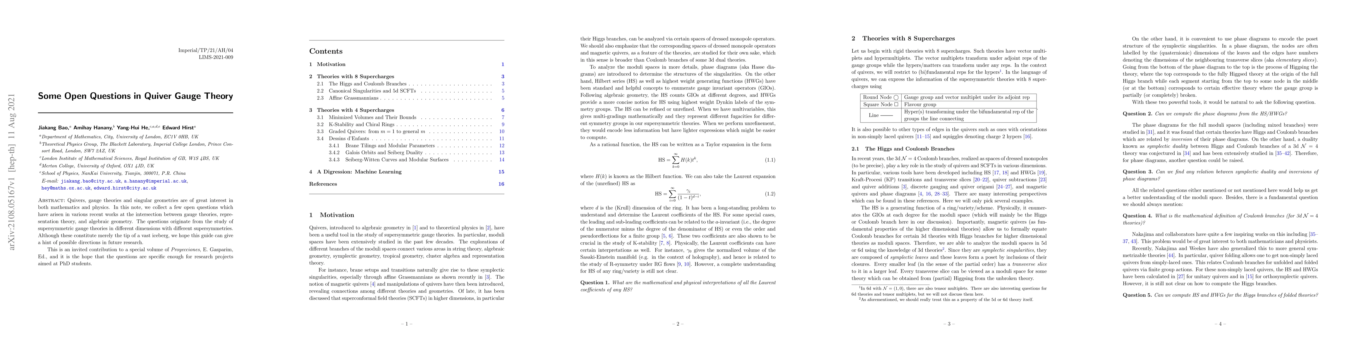 Thumbnail for Some Open Questions in Quiver Gauge Theory