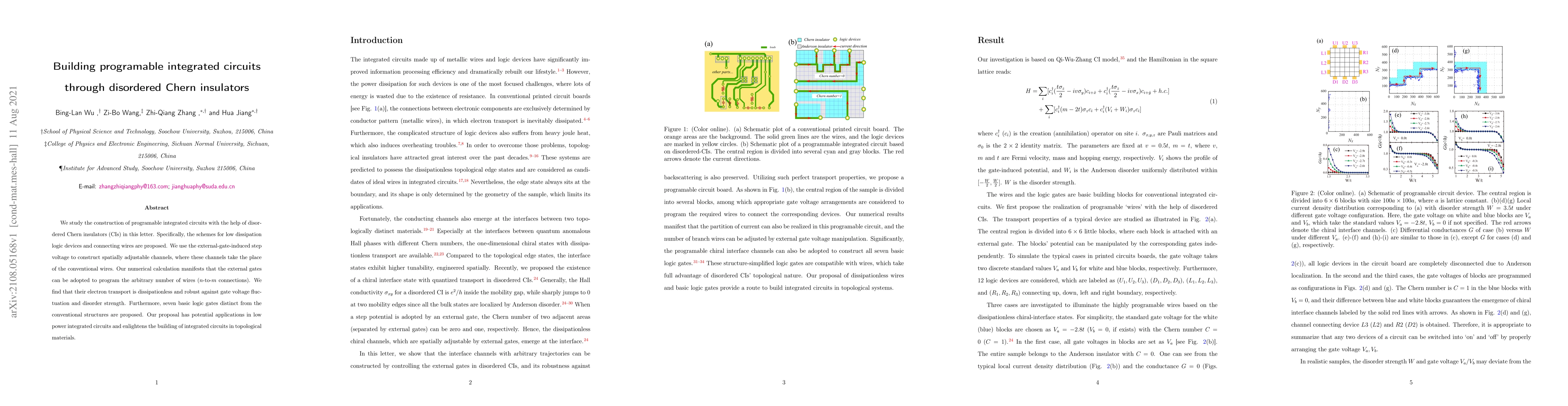 Thumbnail for Building programable integrated circuits through disordered Chern
  insulators