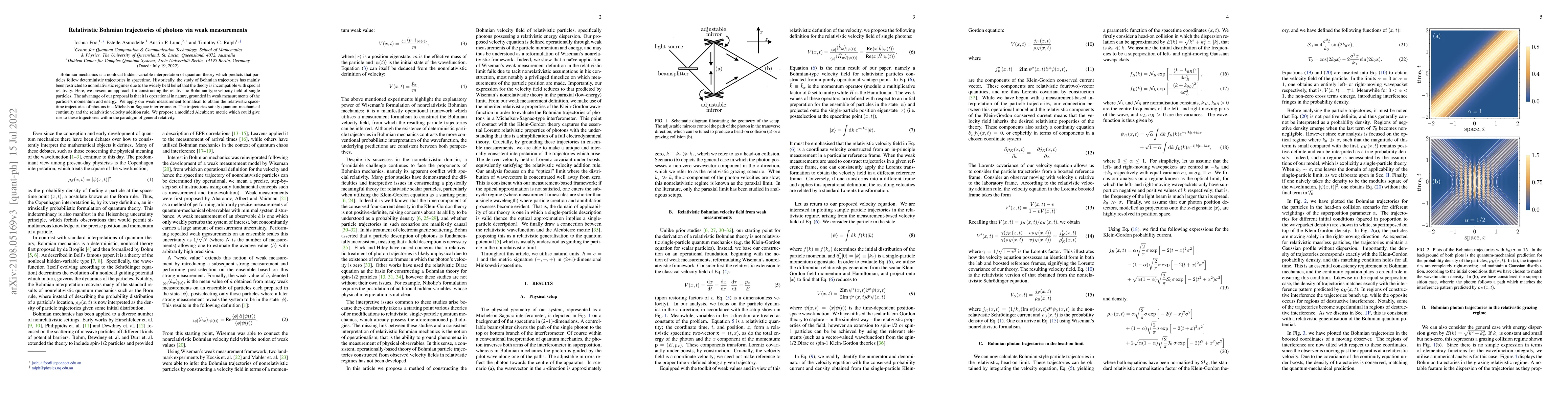 Thumbnail for Relativistic Bohmian trajectories of photons via weak measurements