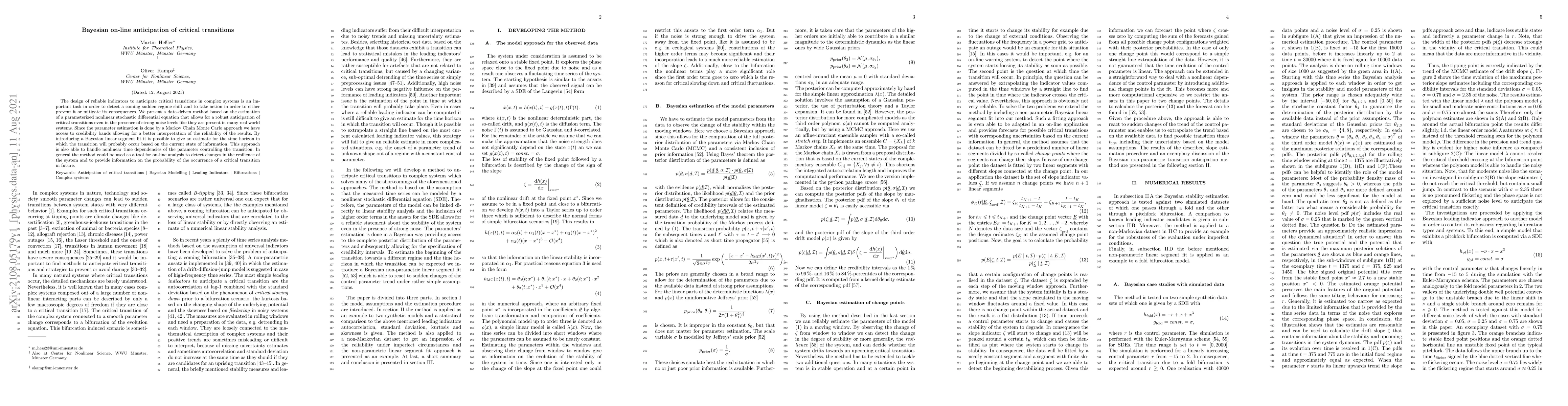 Thumbnail for Bayesian on-line anticipation of critical transitions