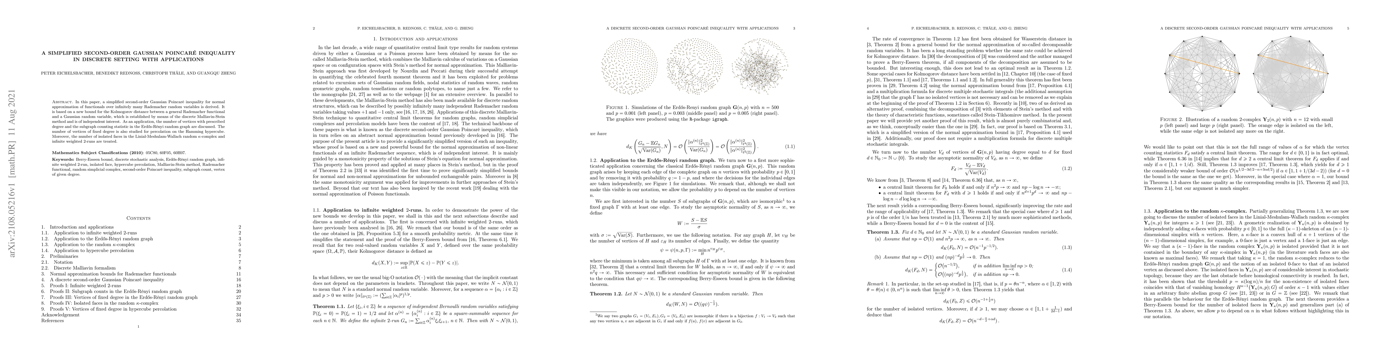 Thumbnail for A simplified second-order Gaussian Poincar\'e inequality in discrete
  setting with applications