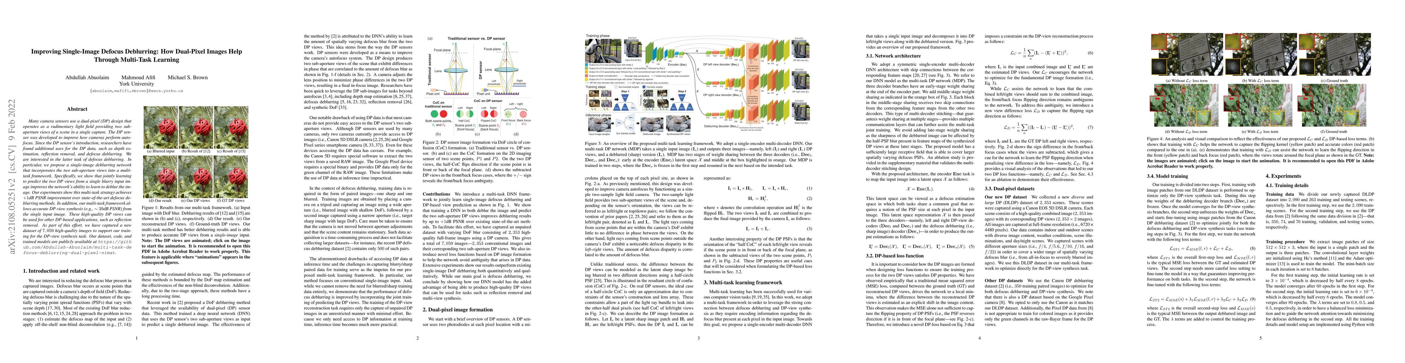 Thumbnail for Improving Single-Image Defocus Deblurring: How Dual-Pixel Images Help
  Through Multi-Task Learning