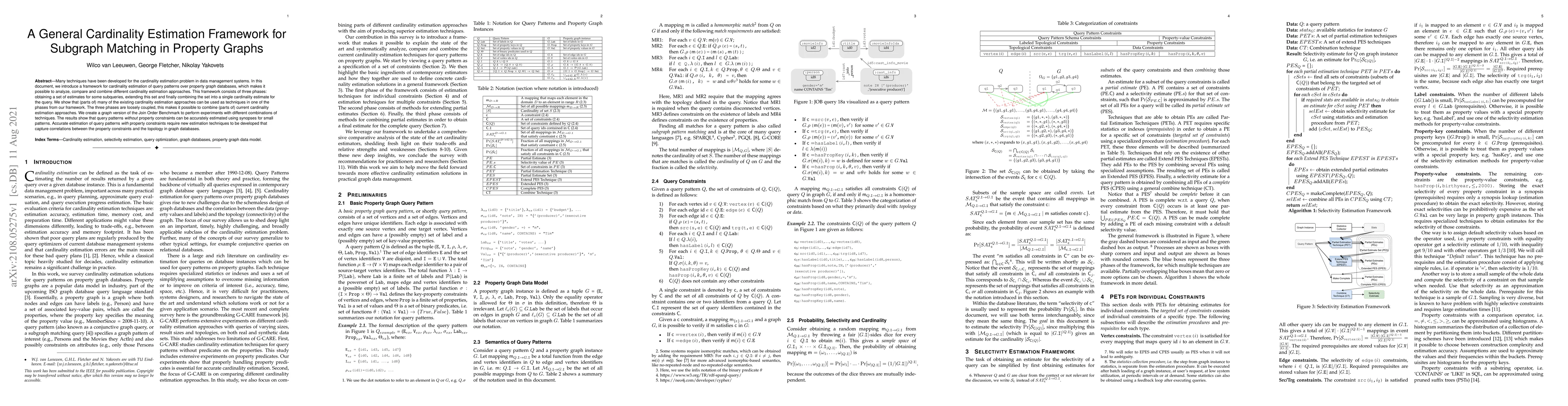 Thumbnail for A General Cardinality Estimation Framework for Subgraph Matching in
  Property Graphs
