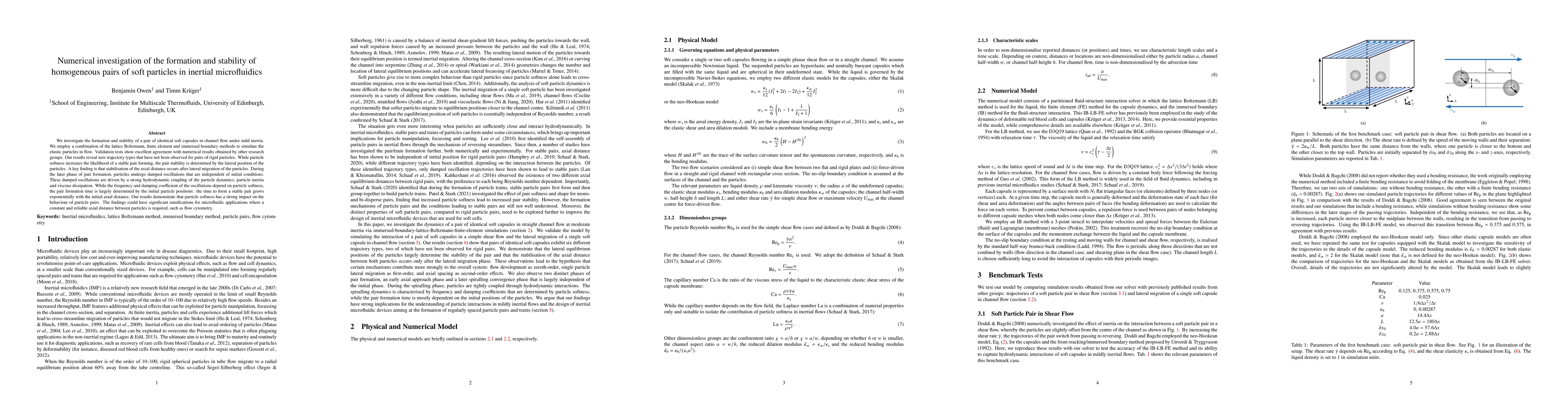 Thumbnail for Numerical investigation of the formation and stability of homogeneous
  pairs of soft particles in inertial microfluidics