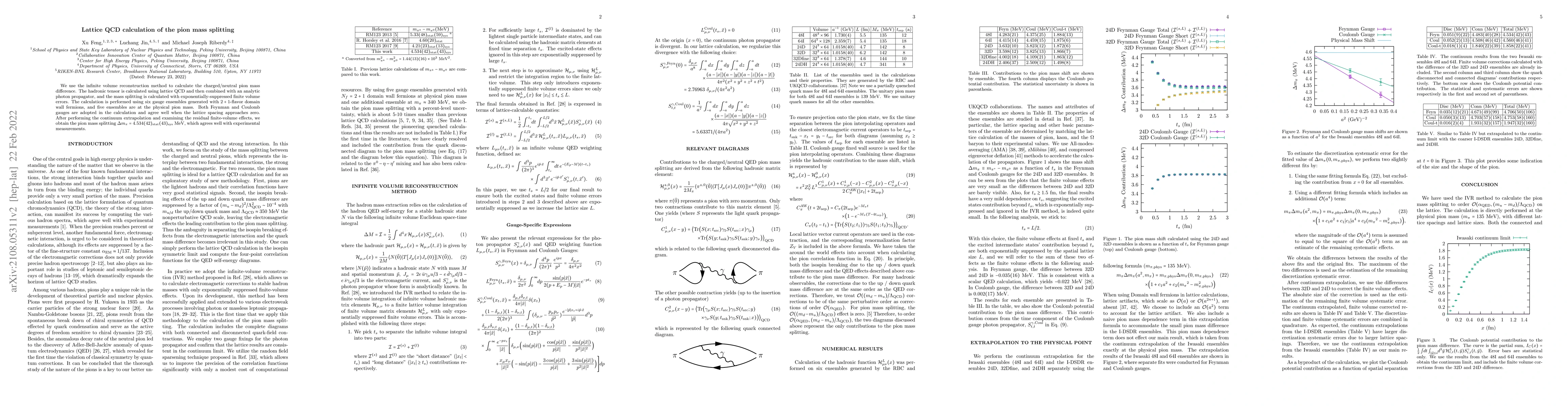 Thumbnail for Lattice QCD Calculation of the Pion Mass Splitting
