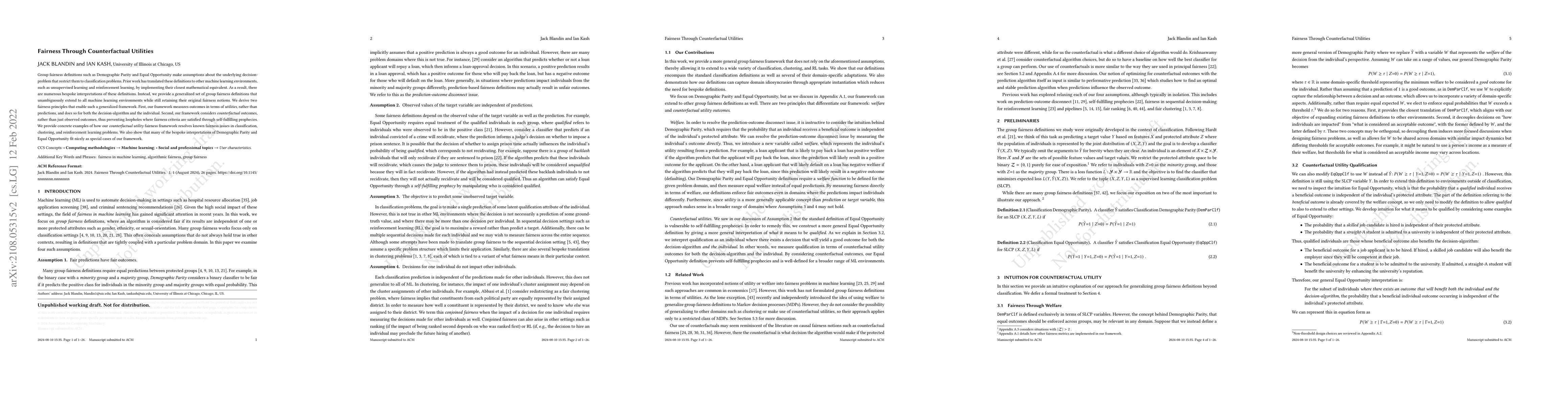 Thumbnail for Fairness Through Counterfactual Utilities