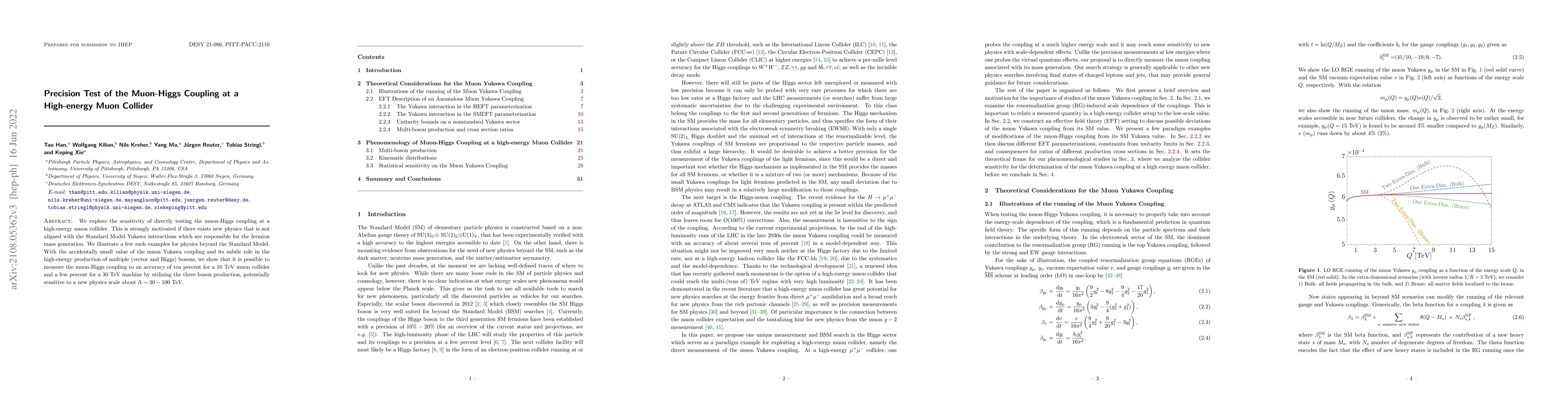 Thumbnail for Precision Test of the Muon-Higgs Coupling at a High-energy Muon Collider