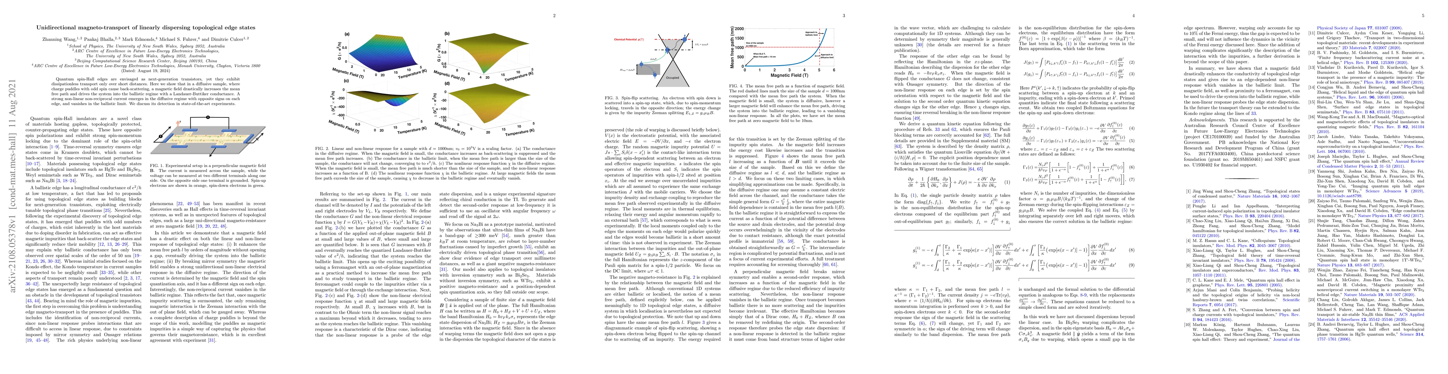 Thumbnail for Unidirectional magneto-transport of linearly dispersing topological edge
  states