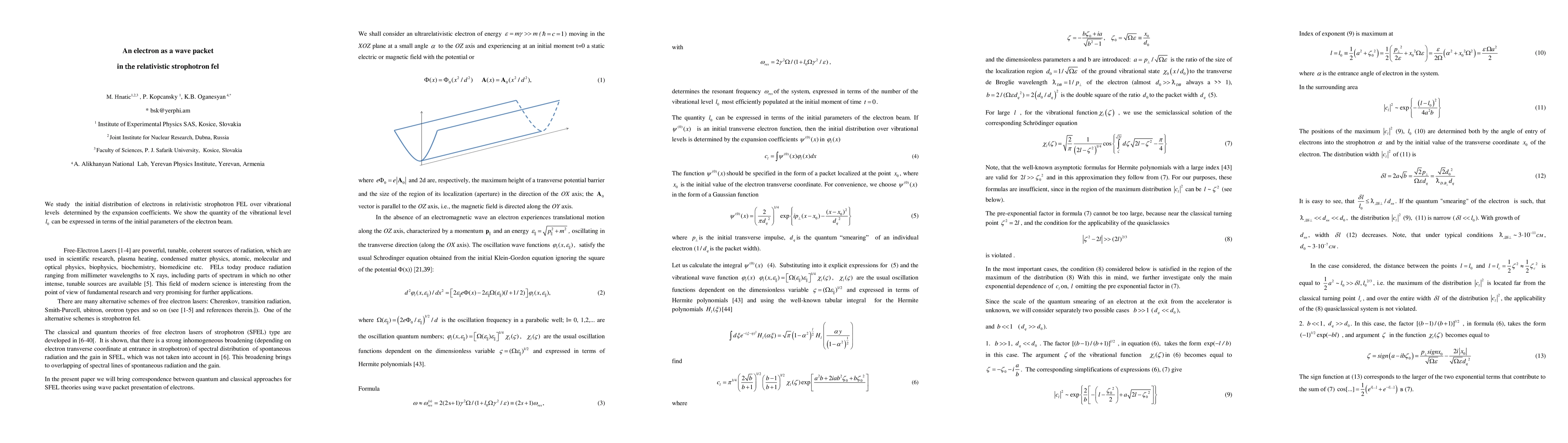 Thumbnail for An electron as a wave packet in the relativistic strophotron fel