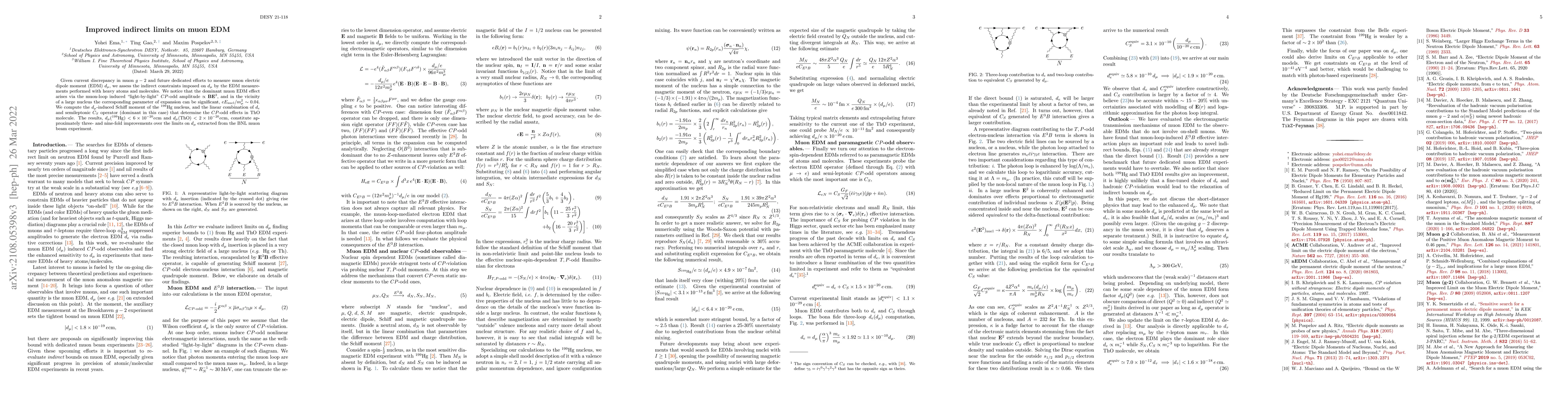Thumbnail for Improved indirect limits on muon EDM