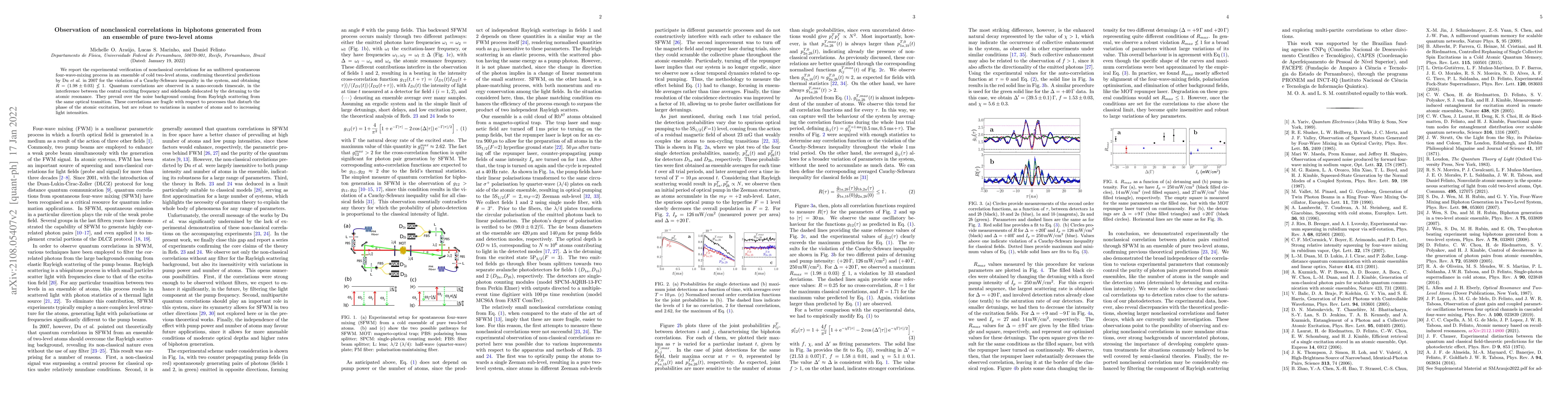 Thumbnail for Observation of nonclassical correlations in biphotons generated from an
  ensemble of pure two-level atoms