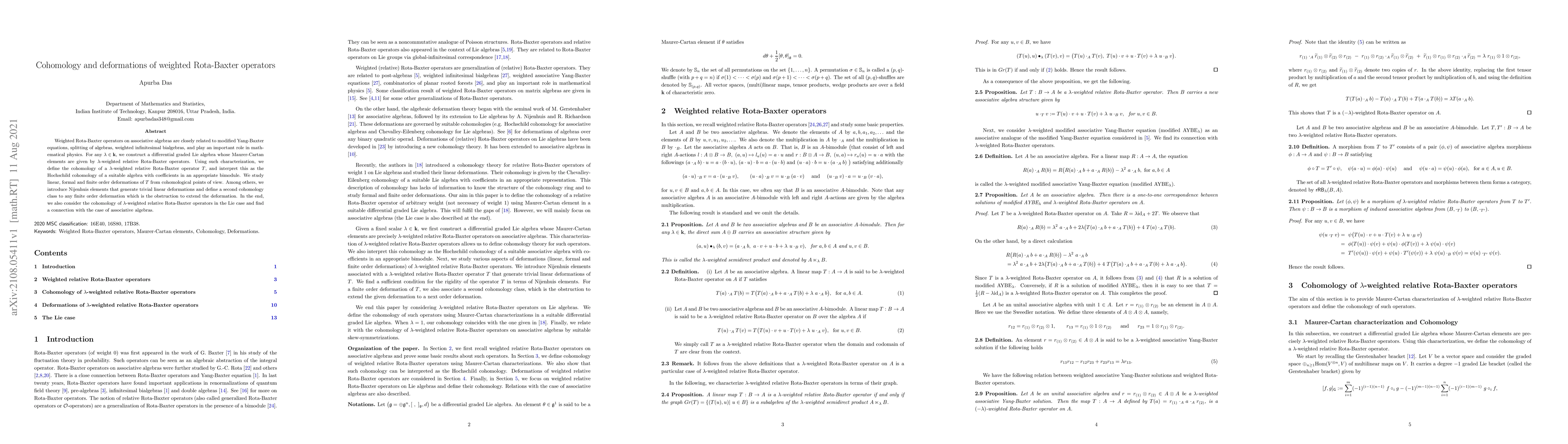 Thumbnail for Cohomology and deformations of weighted Rota-Baxter operators