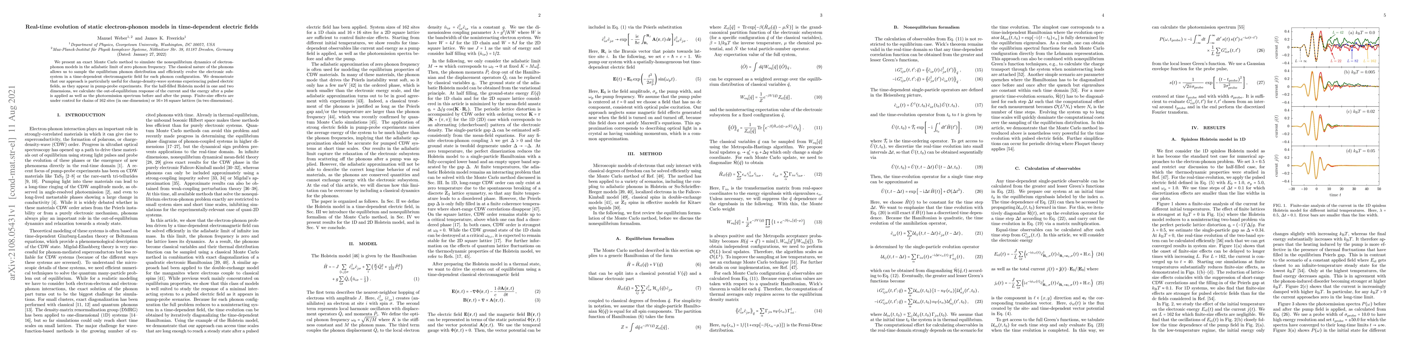 Thumbnail for Real-time evolution of static electron-phonon models in time-dependent
  electric fields