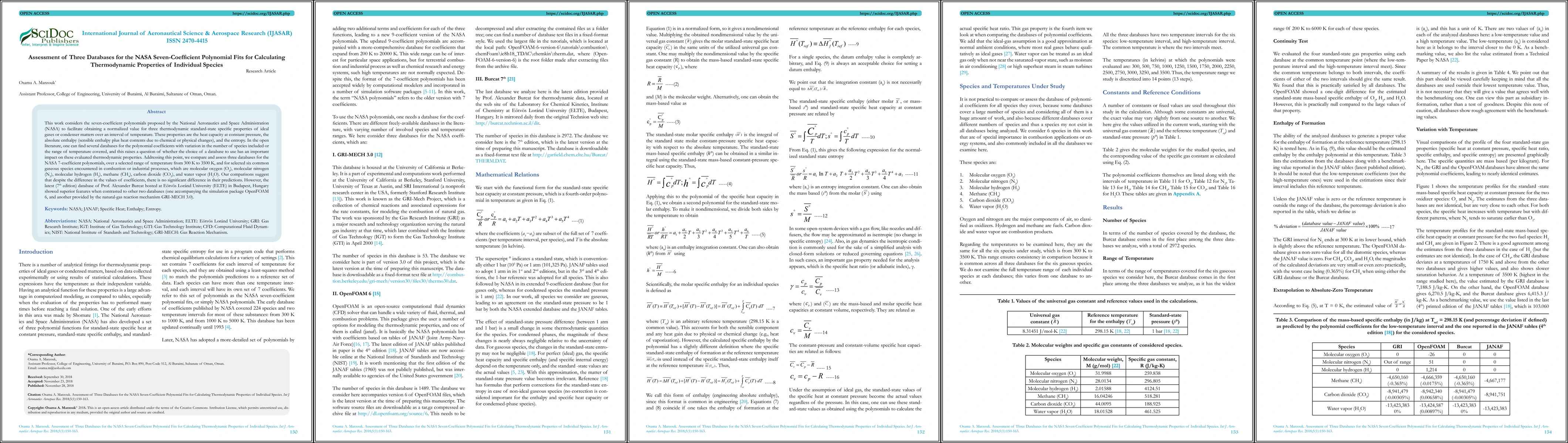 Thumbnail for Assessment of Three Databases for the NASA Seven-Coefficient Polynomial
  Fits for Calculating Thermodynamic Properties of Individual Species