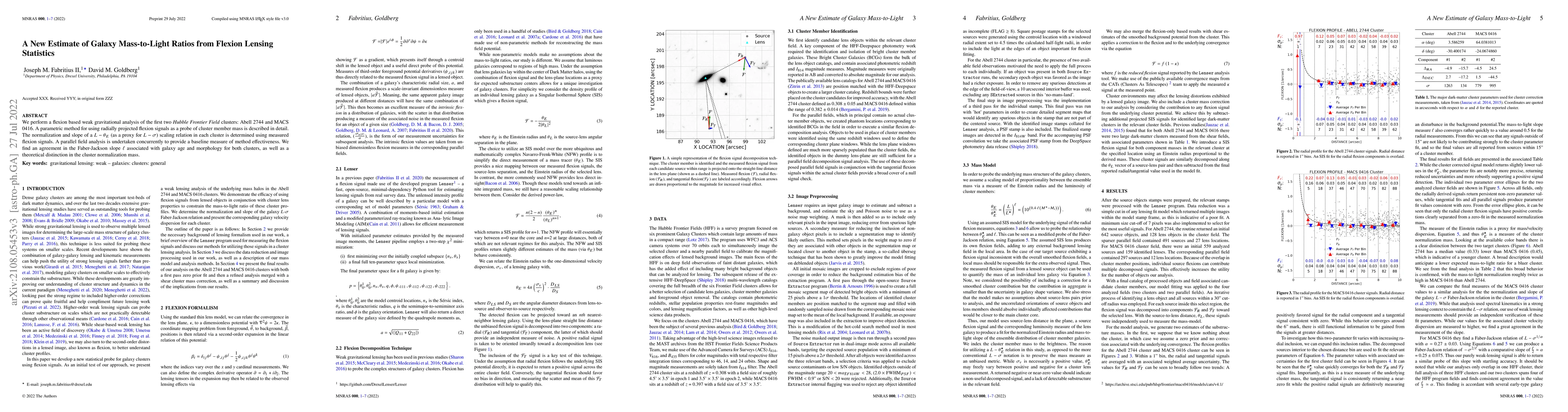 Thumbnail for A New Estimate of Galaxy Mass-to-Light Ratios from Flexion Lensing
  Statistics