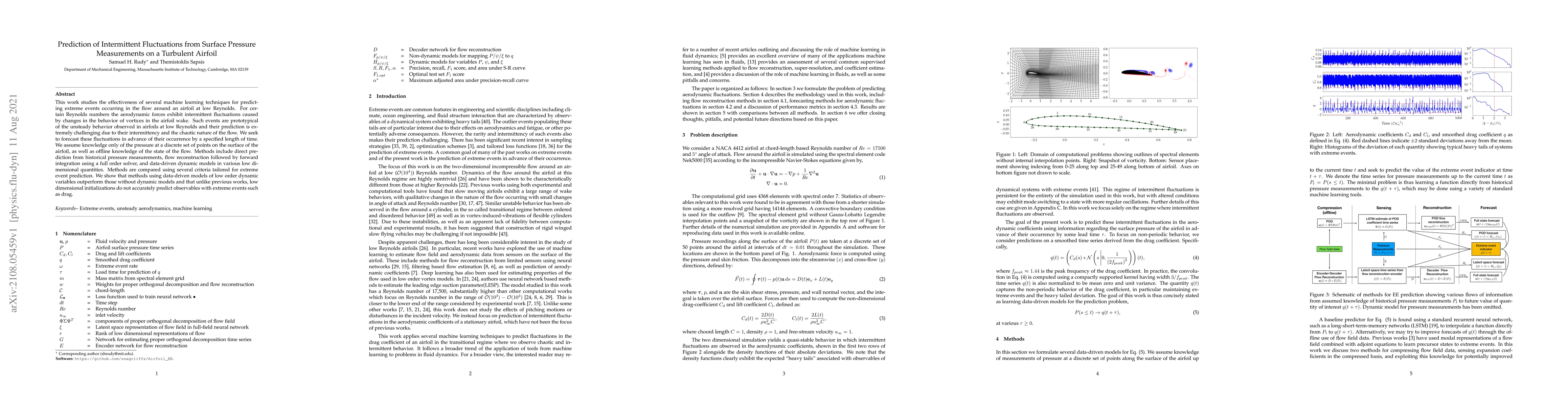 Thumbnail for Prediction of Intermittent Fluctuations from Surface Pressure
  Measurements on a Turbulent Airfoil