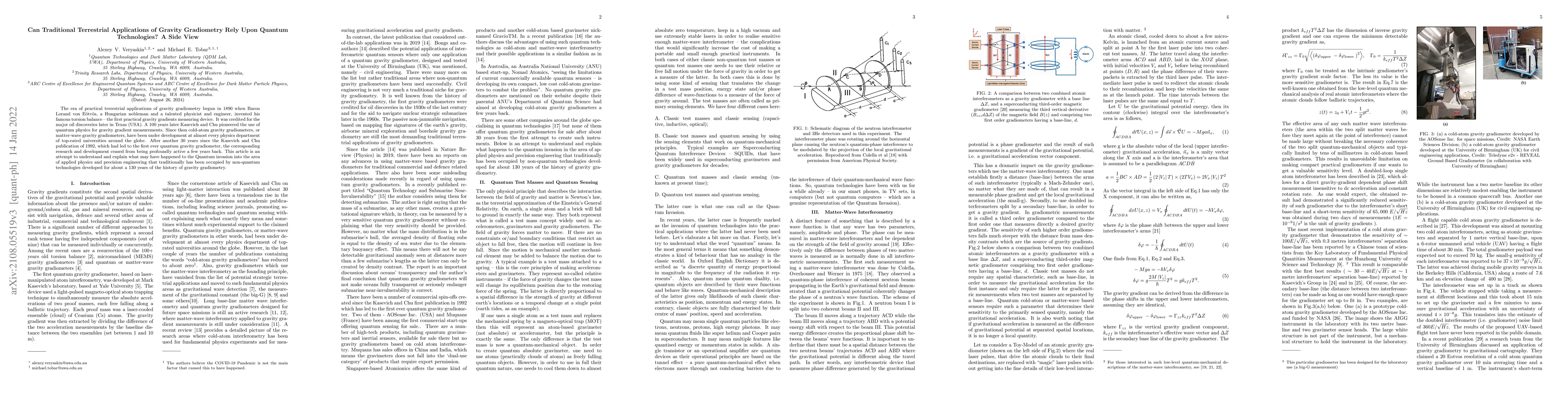 Thumbnail for Can Traditional Terrestrial Applications of Gravity Gradiometry Rely
  Upon Quantum Technologies ? A Side View