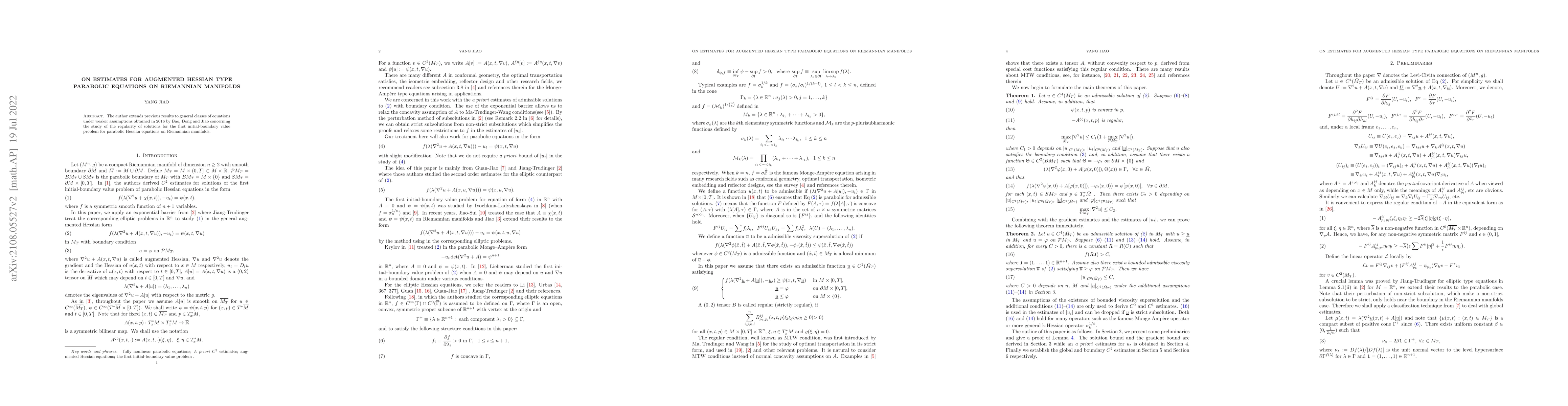 Thumbnail for Second order estimates for augment Hessian equations of parabolic type
  on Riemannian manifolds