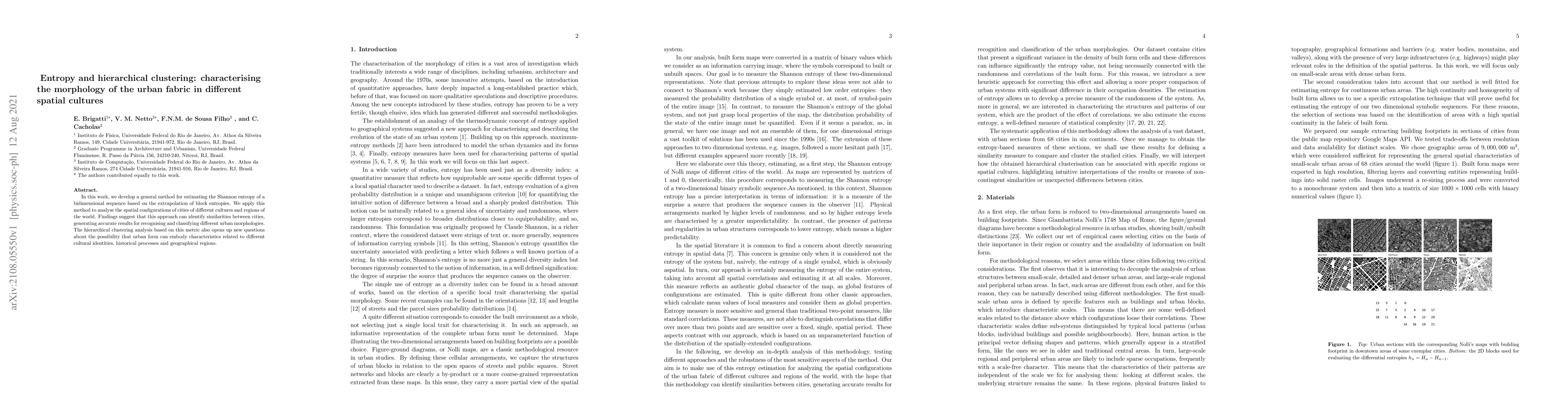 Thumbnail for Entropy and hierarchical clustering: characterising the morphology of
  the urban fabric in different spatial cultures