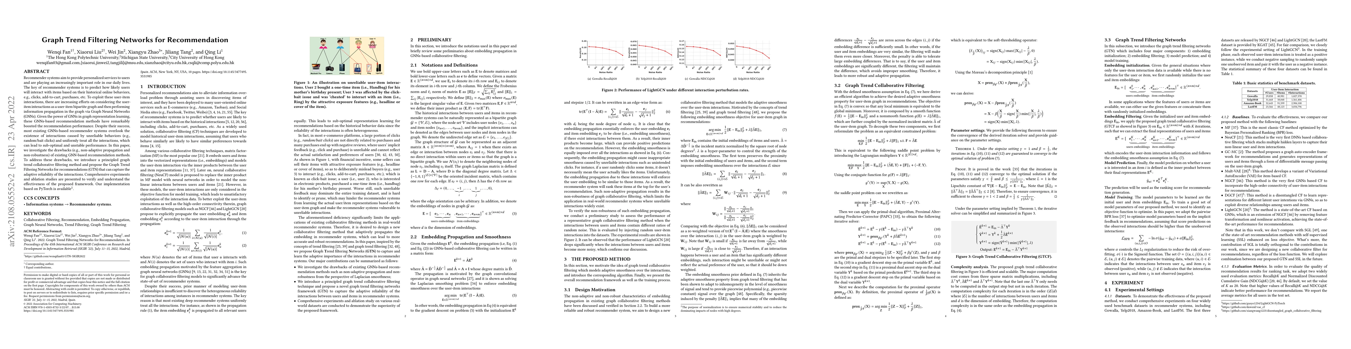 Thumbnail for Graph Trend Filtering Networks for Recommendations