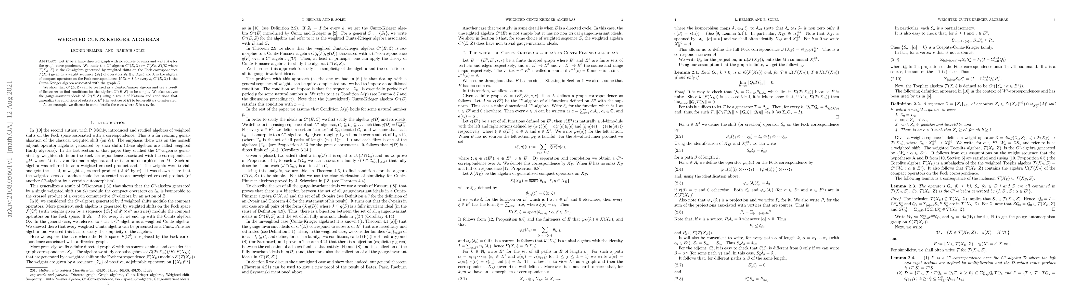 Thumbnail for Weighted Cuntz-Krieger Algebras