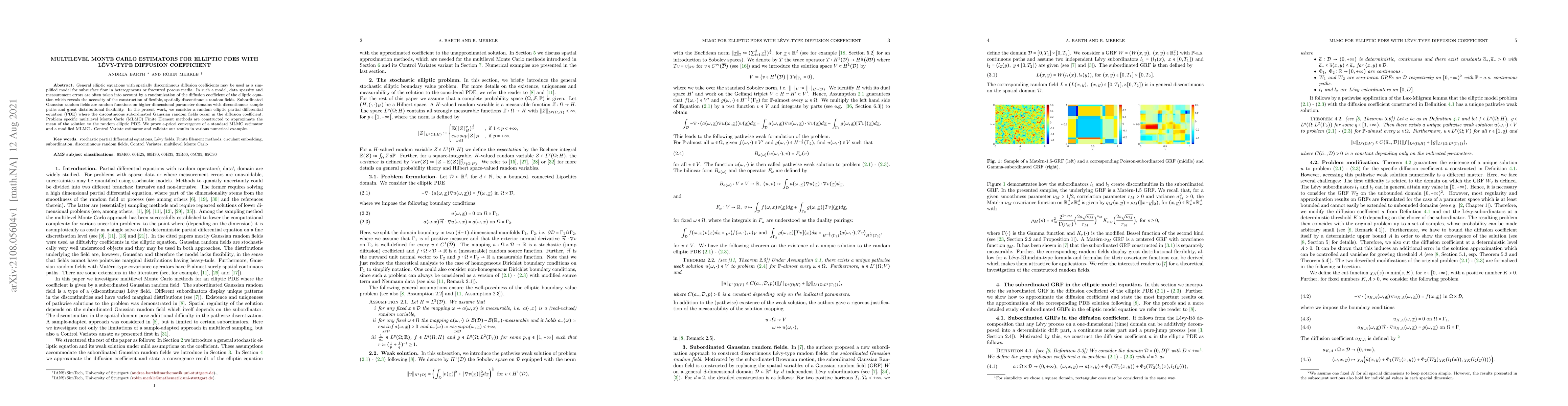Thumbnail for Multilevel Monte Carlo estimators for elliptic PDEs with L\'evy-type
  diffusion coefficient