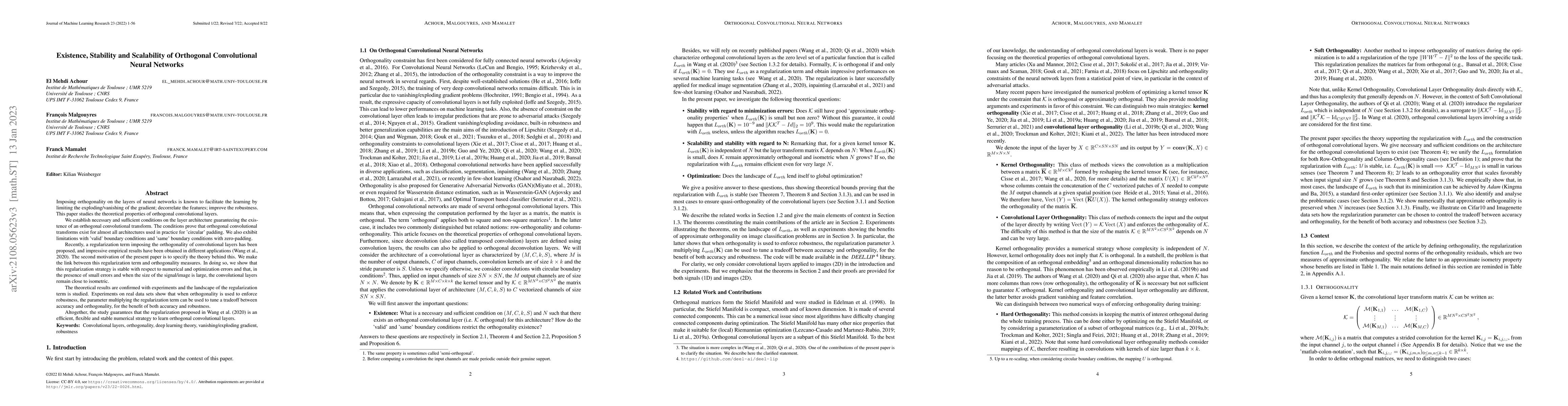Thumbnail for Existence, Stability and Scalability of Orthogonal Convolutional Neural
  Networks