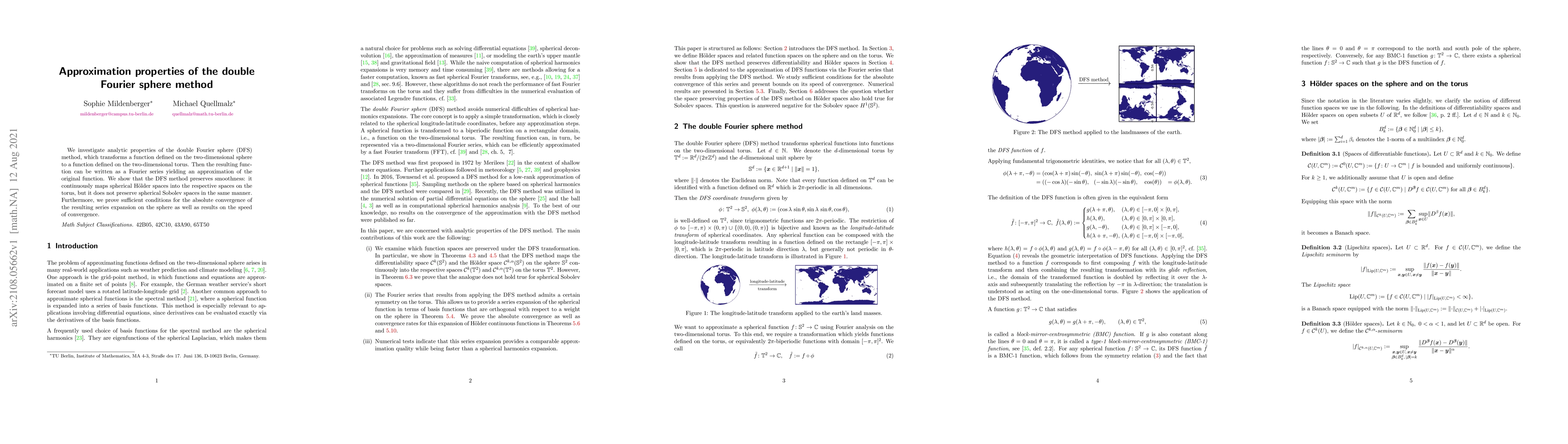 Thumbnail for Approximation properties of the double Fourier sphere method