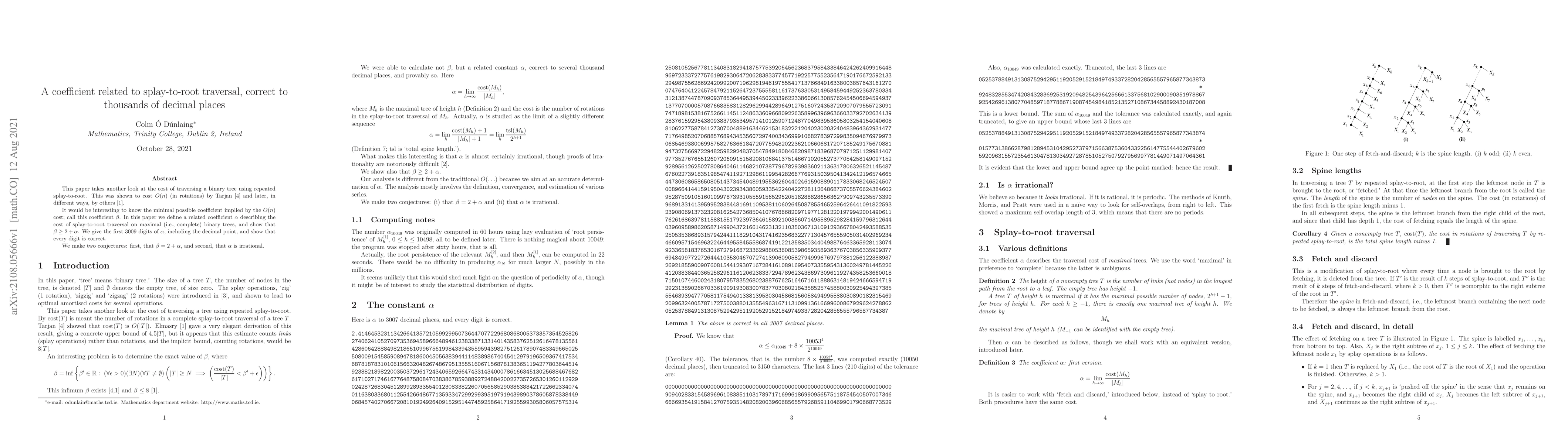 Thumbnail for A coefficient related to splay-to-root traversal, correct to thousands
  of decimal places