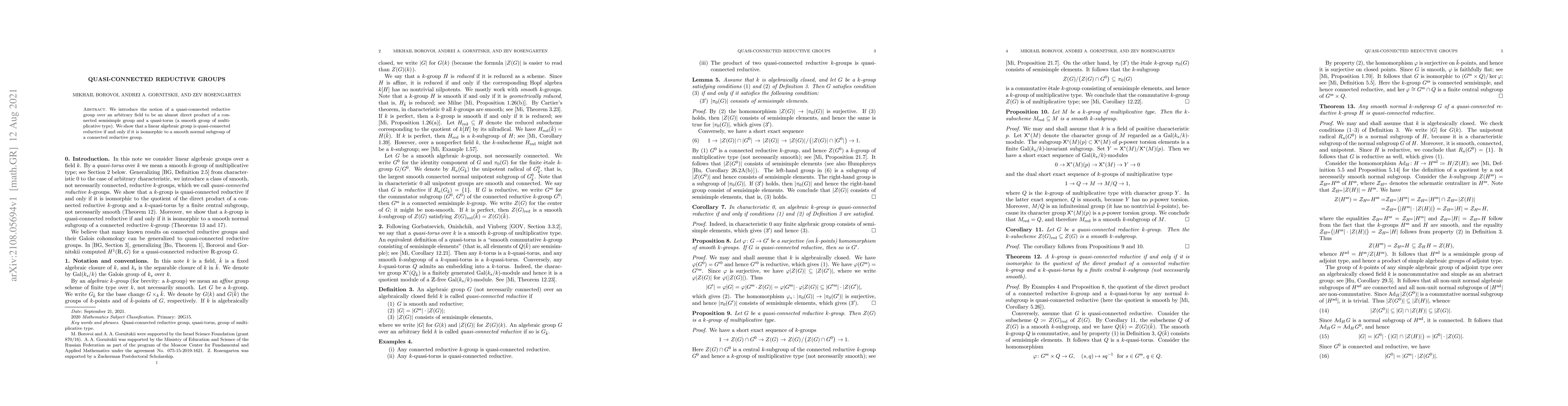 Thumbnail for Quasi-connected reductive groups