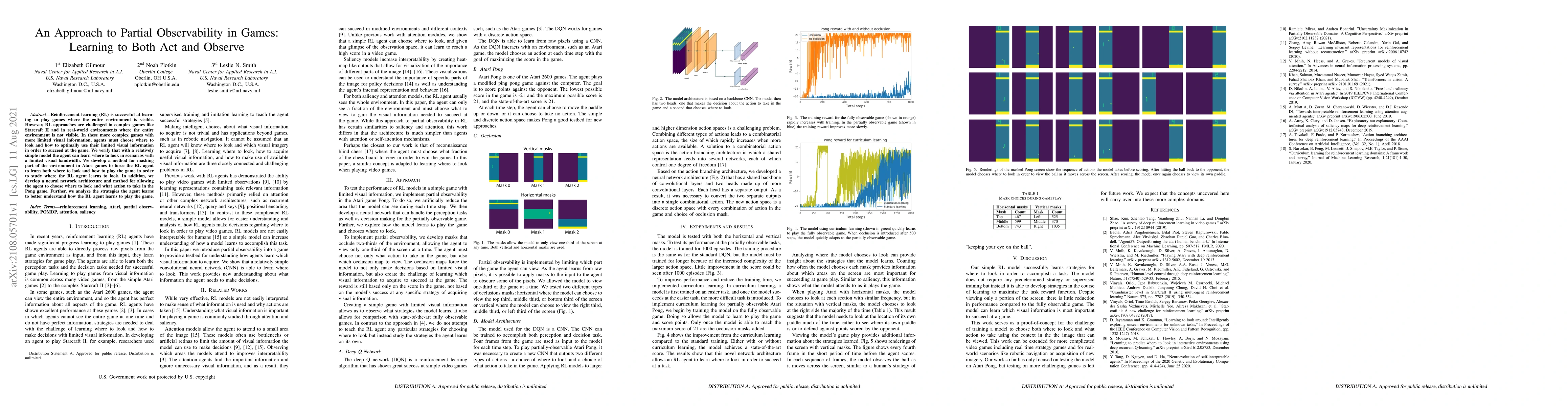 Thumbnail for An Approach to Partial Observability in Games: Learning to Both Act and
  Observe