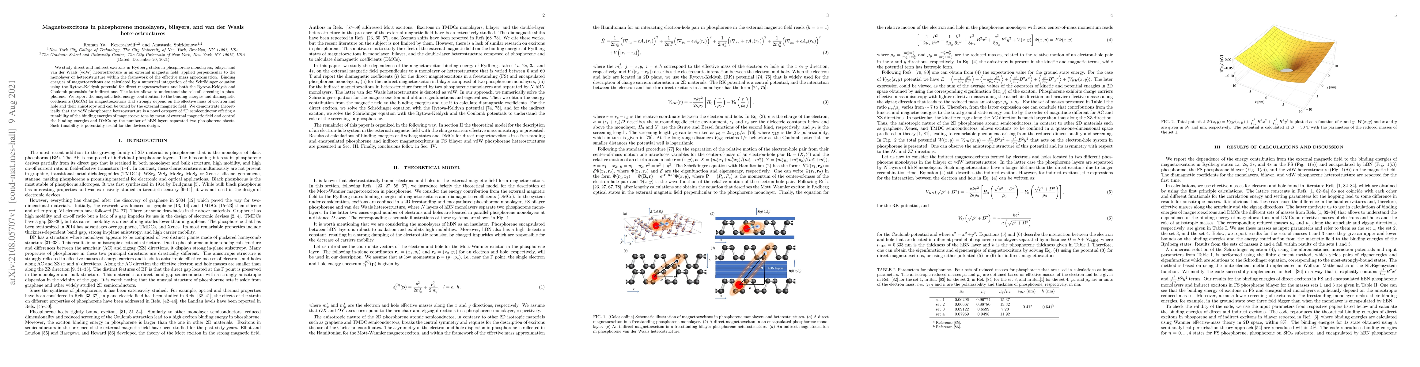 Thumbnail for Magnetoexcitons in phosphorene monolayers, bilayers, and van der Waals
  heterostructures