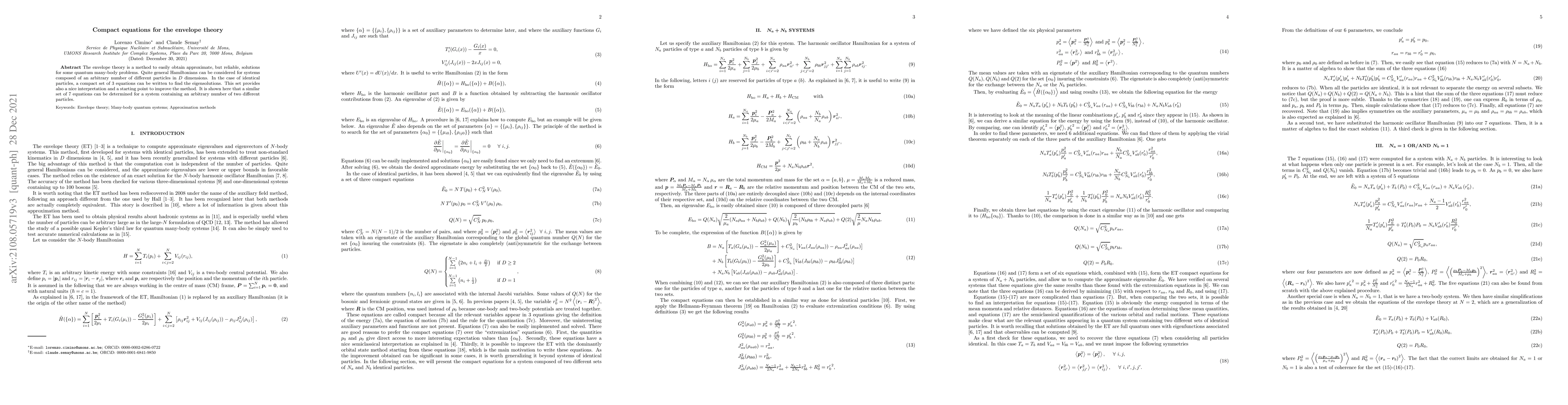 Thumbnail for Compact equations for the envelope theory